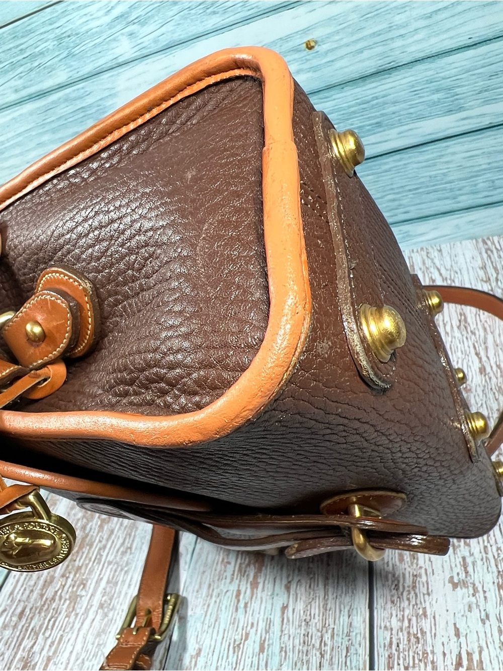 🦆 DOONEY & BOURKE ESSEX AWL PEBBLED BROWN AND BRITISH TAN CROSSBODY VINTAGE - Picture 16 of 16
